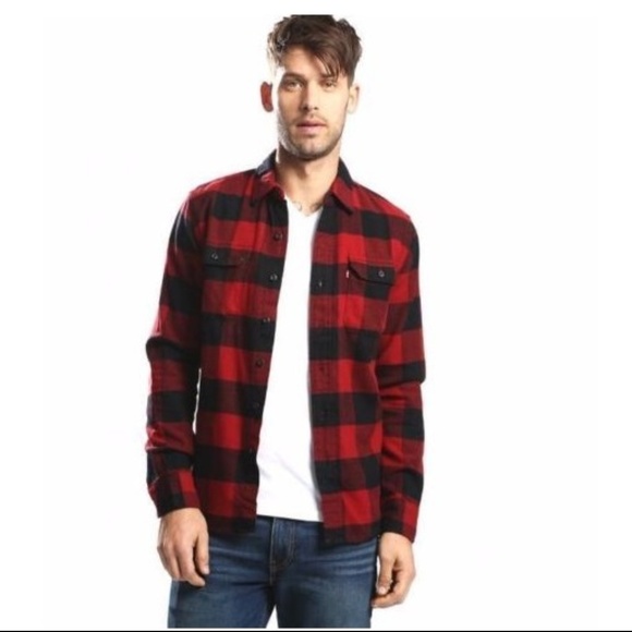 Black Plaid Flannel Button Up Shirt 